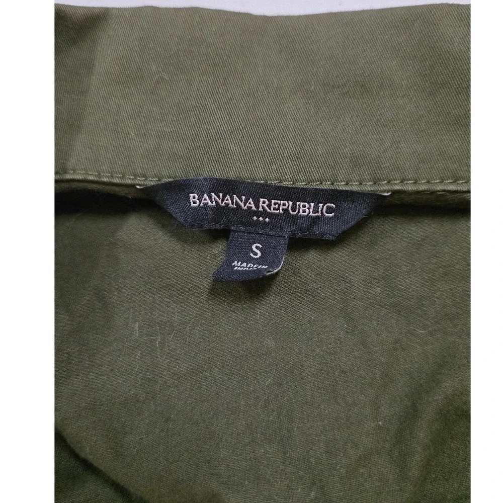 Banana Republic Two Tone Olive Green Utility Jacket Belted Button Women's Size S - Picture 4 of 4